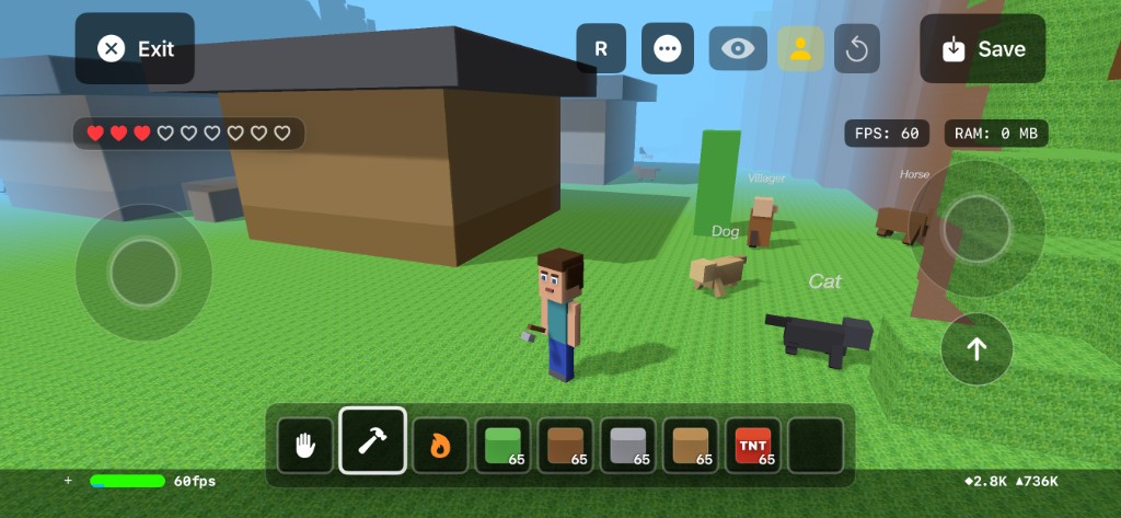 Building on grass blocks